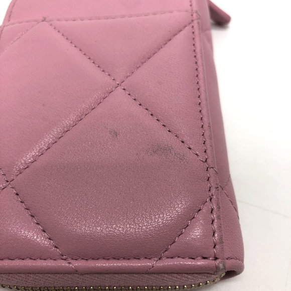 CHANEL Pink Lambskin Leather Logo Wallet - Picture 5 of 12